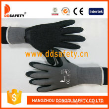 Ddsafety 13 Gauge Grey Nylon with Black Latex Crinkle Finished Gloves